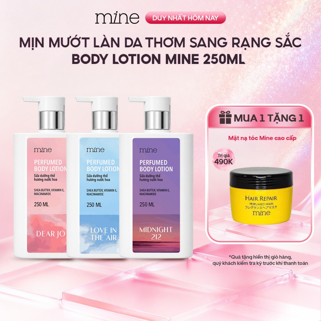 [TẶNG KEM Ủ TÓC 490K] Sữa Dưỡng Thể Mine Perfumed Body Lotion Hỗ Trợ Nuôi Dưỡng Da Mịn Màng Sáng Khỏe 250ml