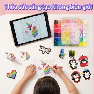 【2.66mm】 Bộ dụng cụ tự làm đồ chơi bằng hạt Perler cao cấp, nhiều màu sắc, bao gồm bàn ủi