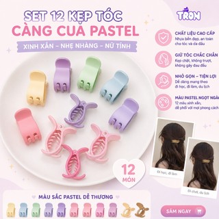 Set 12 Kẹp Tóc Càng Cua 3 Răng 5 Răng Tạo Xoăn Nhẹ Phong Cách Hàn Quốc - Tròn Store