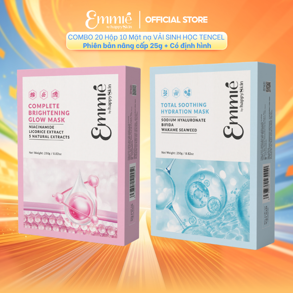 COMBO 2 Hộp 10 mặt nạ vải sinh học Tencel: 10 Xanh + 10 Hồng 25gx20 (Phiên bản nâng cấp 25g+Có định hình)