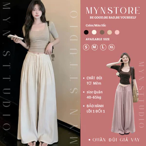Quần Ống Rộng Chất Đũi Mềm Mịn,Quần Giả Váy Cạp Nhún Ống Rộng Phong Cách Hàn Quốc Hàng Đẹp L1 Trong [MY008]