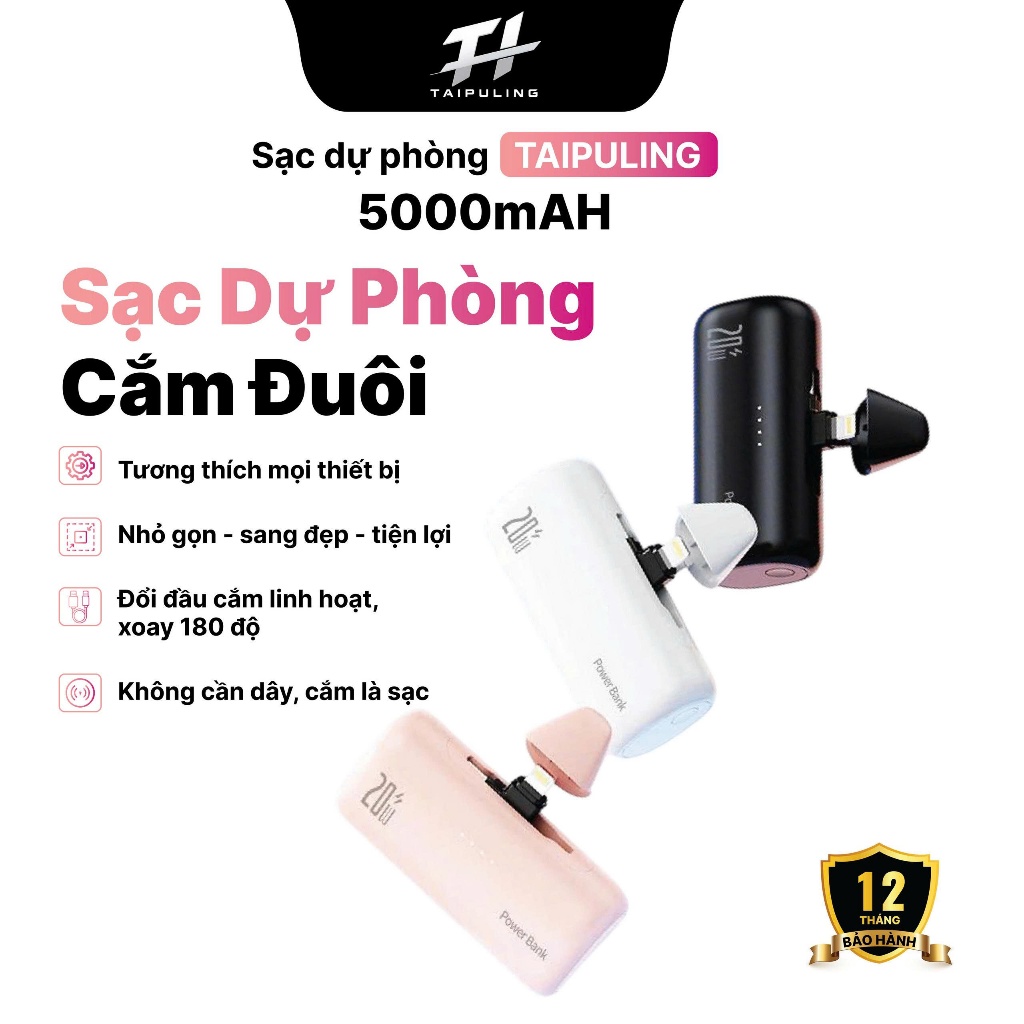 sạc dự phòng Mini Power Bank Bộ sạc di động Type-C & LN Cắm cho điện thoại Android