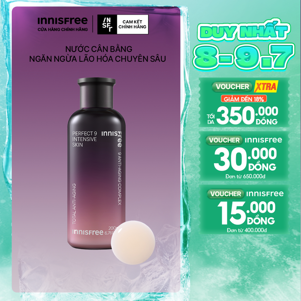 Nước cân bằng ngăn ngừa lão hóa chuyên sâu INNISFREE Perfect 9 Intensive Skin 200 ML