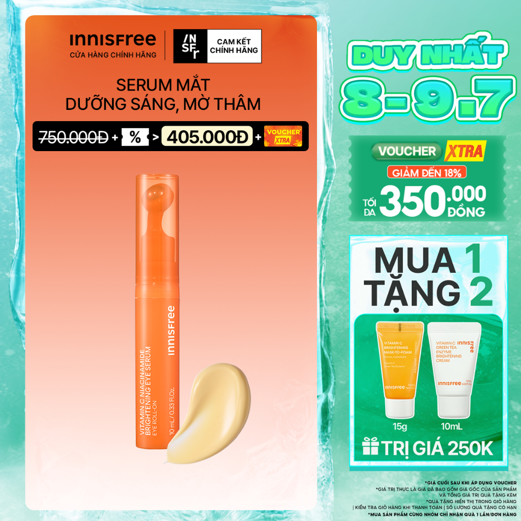 Serum Mắt Dưỡng Sáng, Mờ Thâm INNISFREE Vitamin C Niacinamide Brightening Eye Serum 10g