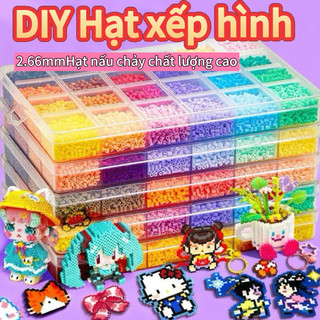 【2.66mm】 Bộ dụng cụ tự làm đồ chơi bằng hạt Perler cao cấp, nhiều màu sắc, bao gồm bàn ủi