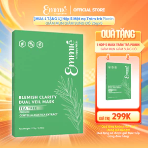 Hộp 5 Mặt nạ Tràm trà Pionin Hỗ trợ giảm mụn, giảm sưng đỏ 25gx5 Emmie by Happyskin