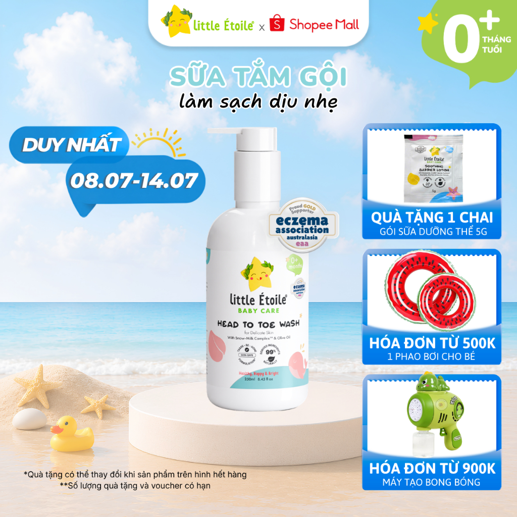 Sữa tắm gội Little Étoile Úc làm sạch dịu nhẹ-an toàn