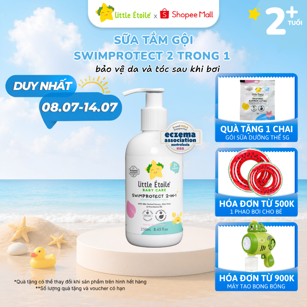 Sữa tắm gội Little Étoile Úc bảo vệ da và tóc sau khi bơi cho bé