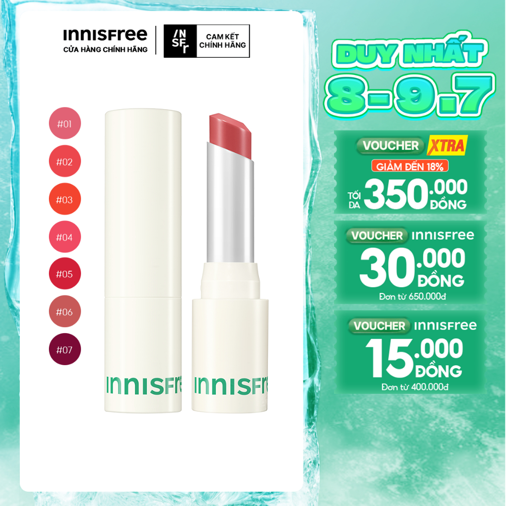 Son Bóng Dạng Thỏi INNISFREE Dewy Glowy Lipsticks 3.5G