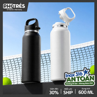 [Inox 316] Bình Nước Giữ Nhiệt Photres 600ml Giữ Nóng Lạnh 24H Nắp Bật Một Chạm Dễ Mang Theo