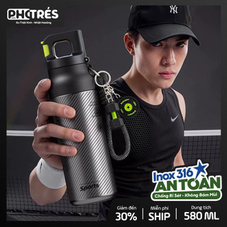 [Inox 316] Bình Nước Giữ Nhiệt 600ml Photres Giữ Nóng Lạnh 24H Nắp Gập Chống Va Đập Khóa An Toàn