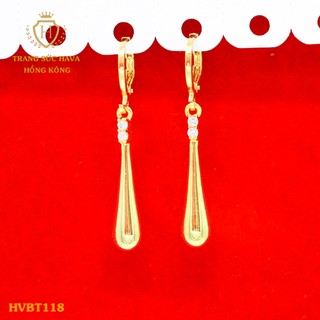 Bông Tai, Khuyên Tai Nữ Dáng Dài Đính Đá Trắng Xi Mạ Vàng 24k Cao Cấp - Trang Sức Hava - HVBT17