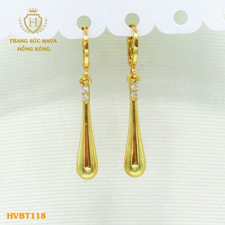 Bông Tai, Khuyên Tai Nữ Dáng Dài Đính Đá Trắng Xi Mạ Vàng 24k Cao Cấp - Trang Sức Hava - HVBT17