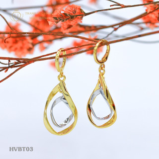 Bông Tai, Khuyên Tai Nữ Dáng Dài Múi Khế Xi Mạ Vàng 24K Cao Cấp - Trang Sức Hava - HVBT33