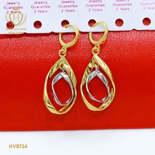 Bông Tai, Khuyên Tai Nữ Dáng Dài Múi Khế Xi Mạ Vàng 24K Cao Cấp - Trang Sức Hava - HVBT33
