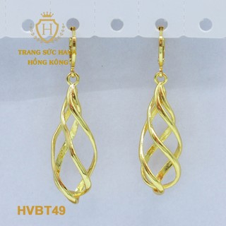 Bông Tai, Khuyên Tai Nữ Dáng Dài Múi Khế Xi Mạ Vàng 24K Cao Cấp - Trang Sức Hava - HVBT33