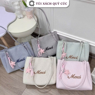 (Deal Mở Bán)Túi Tote Đeo Vai Nữ Merci Kẻ Sọc Cao Cấp (Tặng Kèm Charm Sao) Phong Cách Hàn Quốc Thanh Lịch ,Túi Merci 001