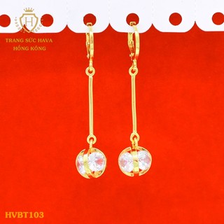 Bông Tai, Khuyên Tai Nữ Mặt Cầu Đính Đá Xi Mạ Vàng 24K Cao Cấp - Trang Sức Hava - HVBT39