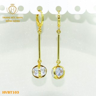Bông Tai, Khuyên Tai Nữ Mặt Cầu Đính Đá Xi Mạ Vàng 24K Cao Cấp - Trang Sức Hava - HVBT39