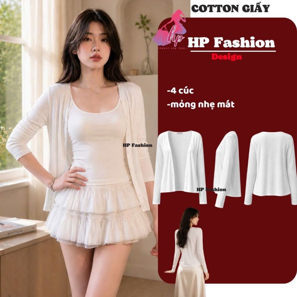 Áo khoác cardigan MỎNG NHẸ MÁT TRƠN 4 CÚC dáng dài ,áo phối kiểu mặc bên ngoài nữ tay dài vải cotton giấy A13 | BigBuy360 - bigbuy360.vn