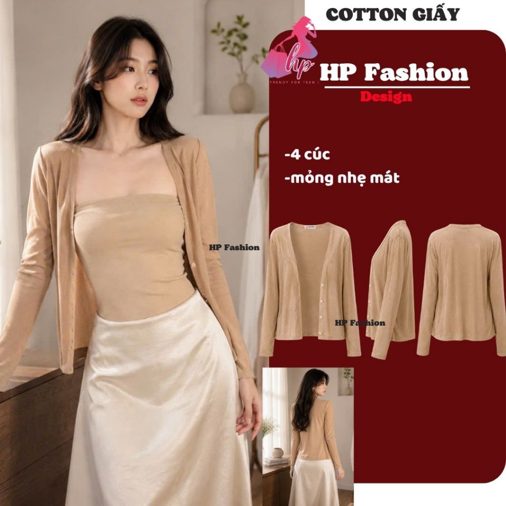 Áo khoác cardigan MỎNG NHẸ MÁT TRƠN 4 CÚC dáng dài ,áo phối kiểu mặc bên ngoài nữ tay dài vải cotton giấy A13 | BigBuy360 - bigbuy360.vn