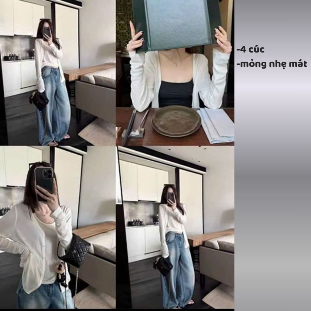 Áo khoác cardigan MỎNG NHẸ MÁT TRƠN 4 CÚC dáng dài ,áo phối kiểu mặc bên ngoài nữ tay dài vải cotton giấy A13 | BigBuy360 - bigbuy360.vn