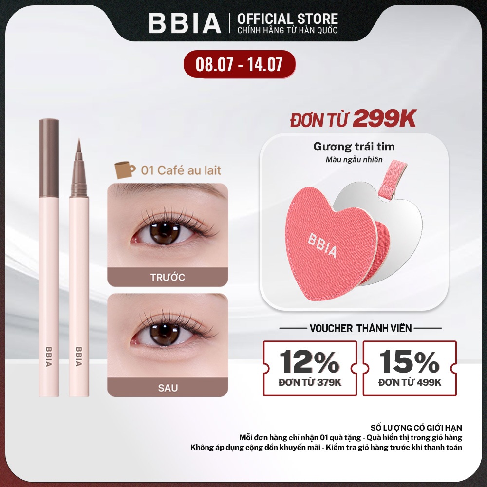 Bút kẻ bọng mắt siêu mỏng, không lem trôi BBIA Last Contour Pen Eyeliner 0.6g