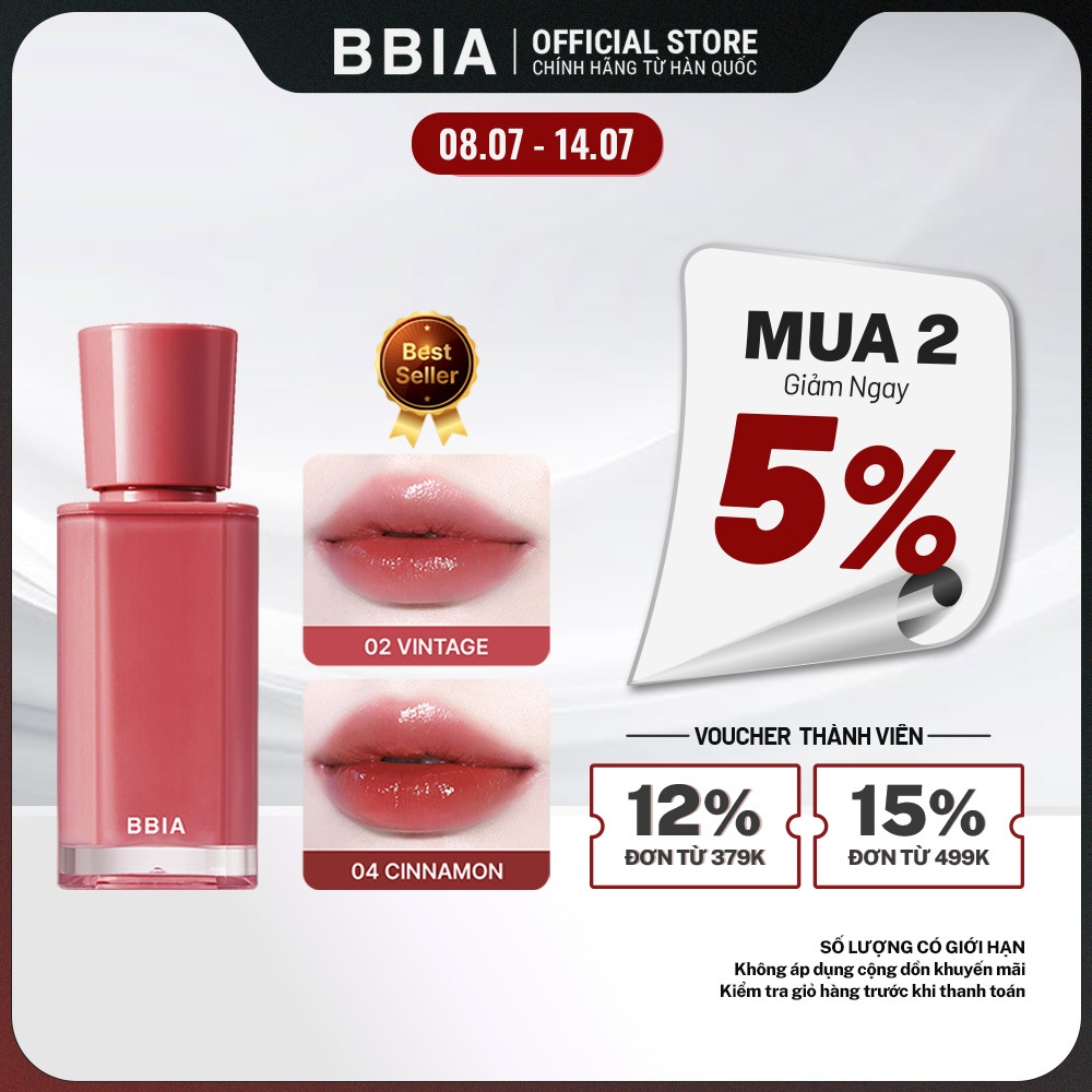 Son tint bóng căng mọng, trong trẻo BBIA Glow Tint