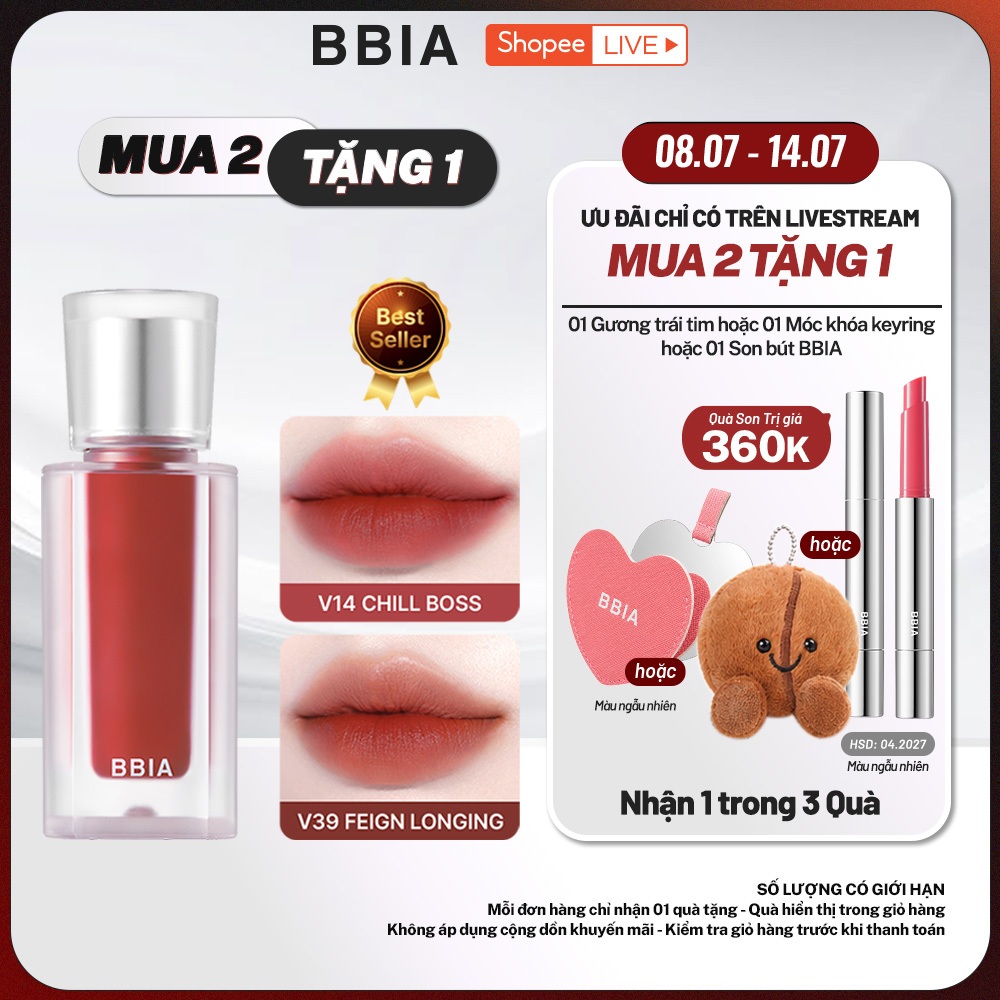 [LIVESTREAM] Son kem nhung thuần chay, nhẹ môi BBIA Last Velvet Tint V Edition 5g