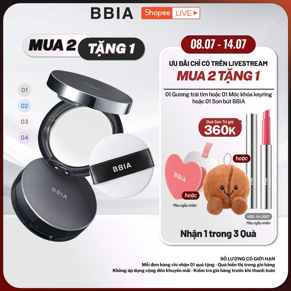 [LIVESTREAM] Phấn phủ hiệu chỉnh sắc da, làm mờ lỗ chân lông BBIA Eau Powder Pact 9g