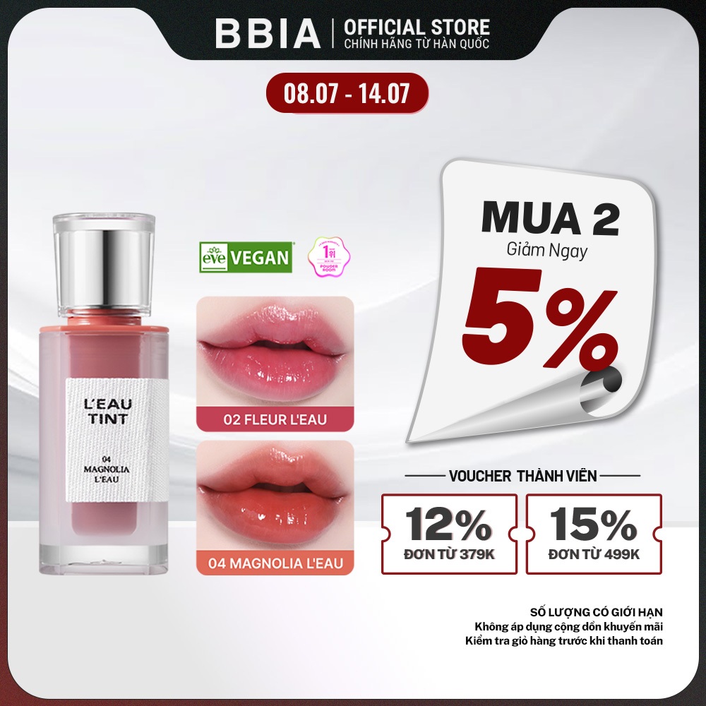 Son tint bóng lâu trôi, dưỡng ẩm, màu trong veo BBIA L'eau Tint 4.5g