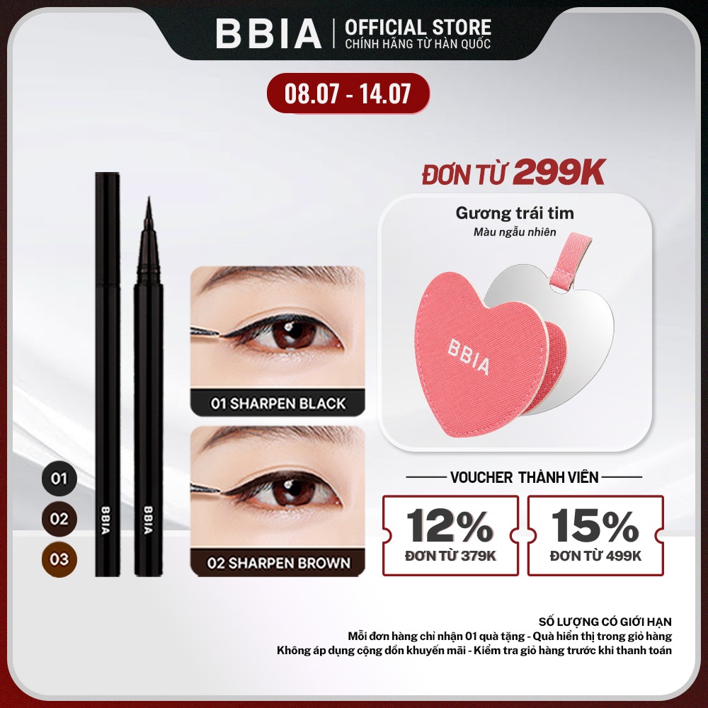 Kẻ mắt nước đều màu, chống nước, dễ tẩy trang BBIA Last Pen Eyeliner 0.6g