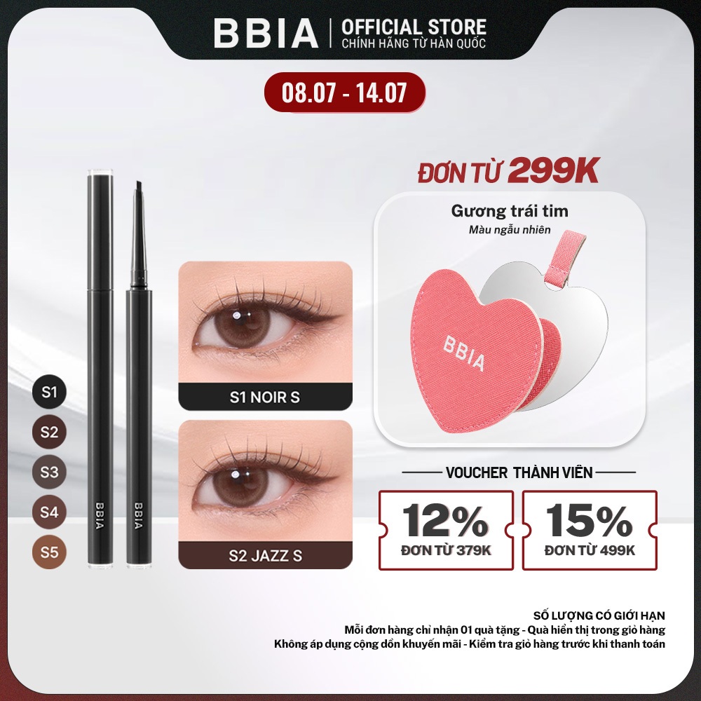 Chì Kẻ Mắt Bbia Last Auto Gel Eyeliner Slim (5 màu) 0.1g Bbia Official Store
