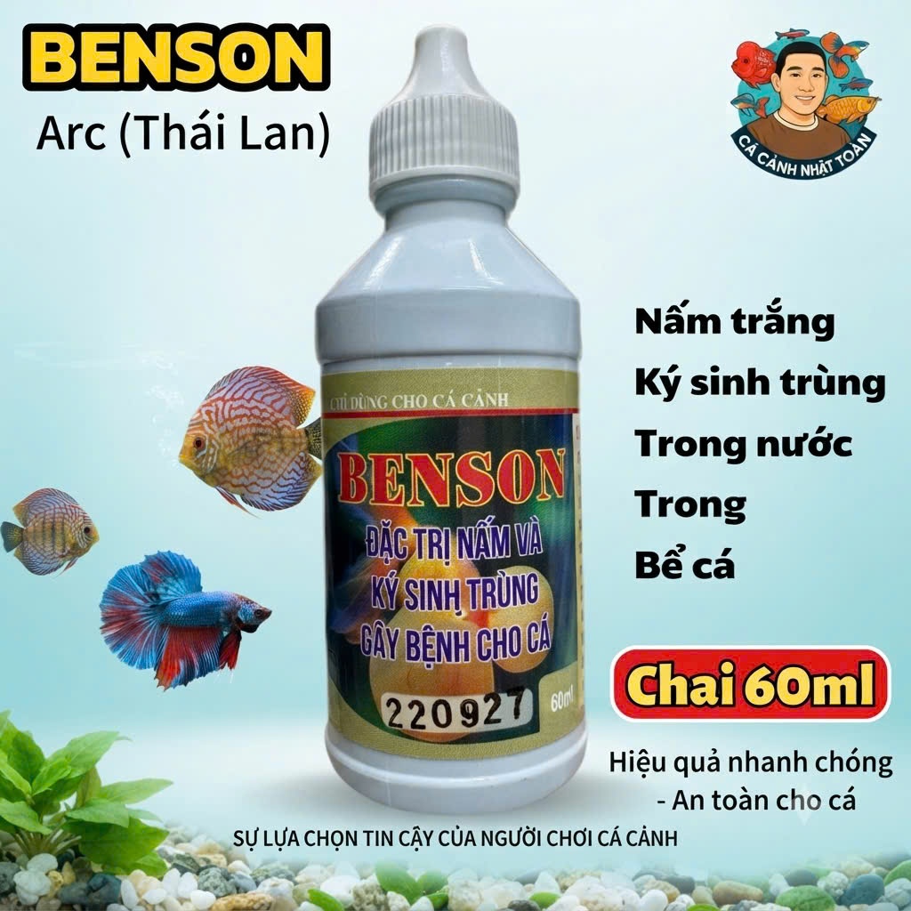 Benson DIệt Nấm, Kí Sinh Trùng Trên Cá Cảnh Chai 60ml Aricare