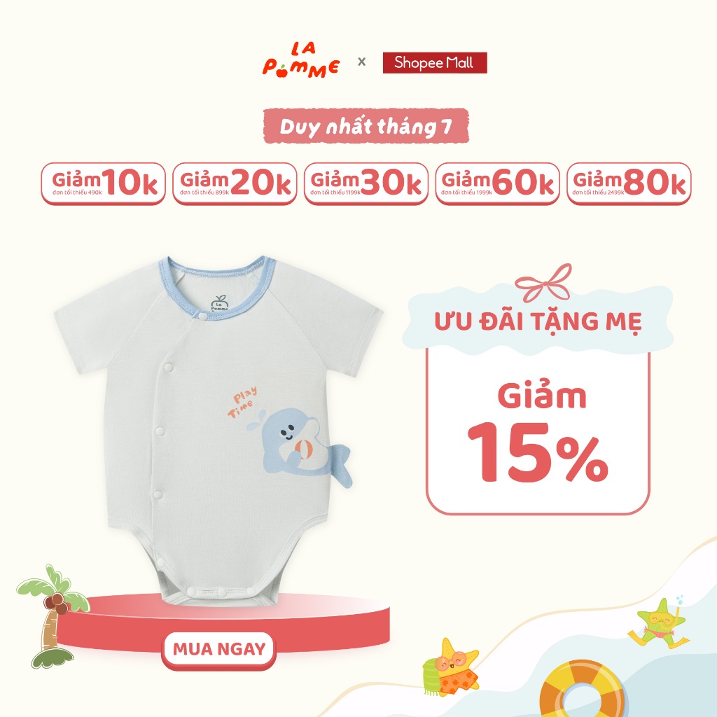 Body chip cộc La Pomme những người bạn từ biển cả - Sợi Petit Soyeu thoáng mát – Bé gái/trai - 0M - 9M