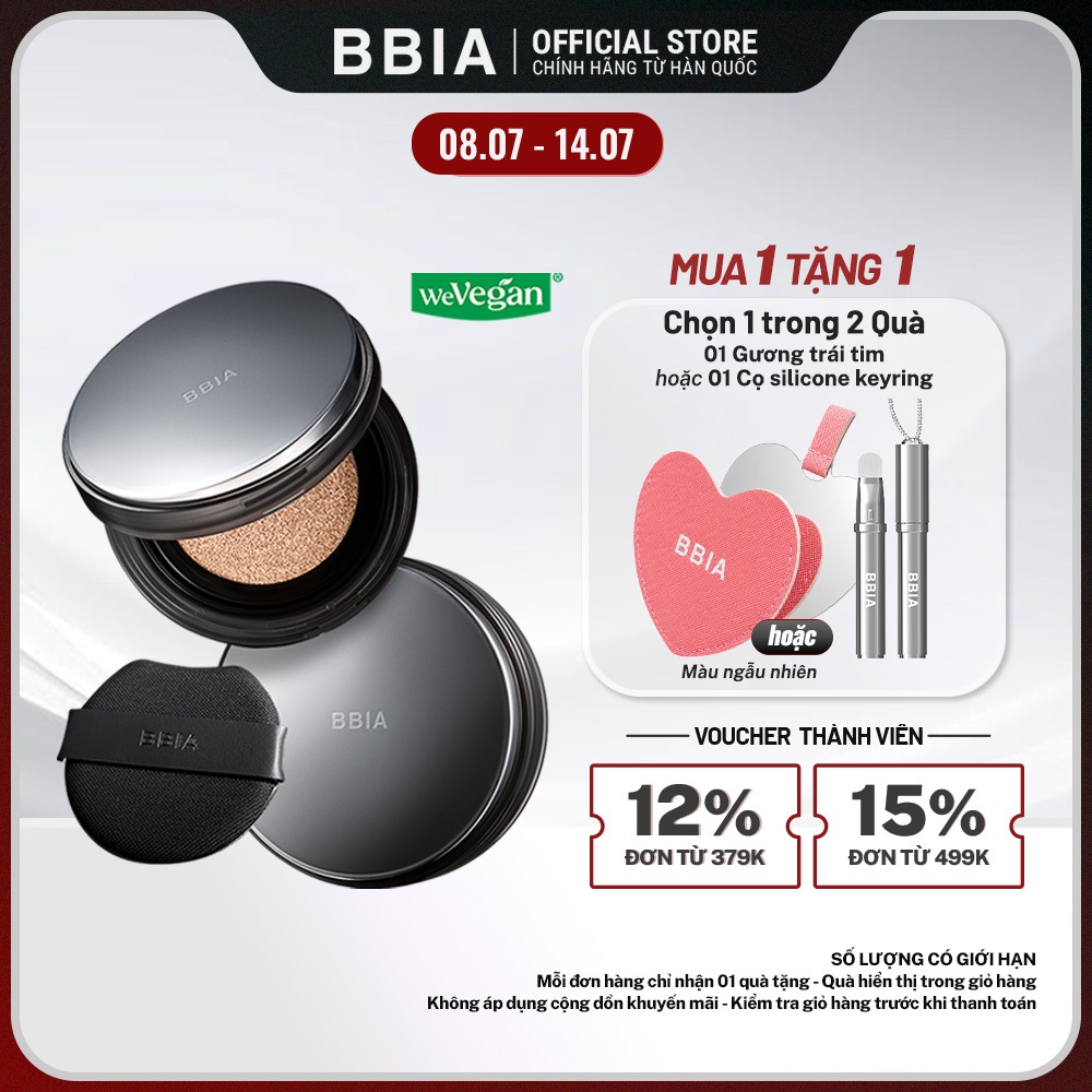 [NEW] Cushion Che phủ hoàn hảo, lớp nền mịn lì suốt 24h BBIA Eau Matte Cushion 15g