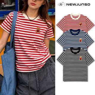 Áo Thun Nam Nữ Basic Striped NEWJUNSD, Form Regular T-shirt, Chất Liệu Co Giãn 4 chiều