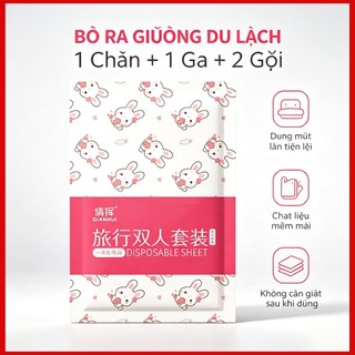 Bộ bọc chăn ga gối, drap trải giường khách sạn homestay dùng 1 lần tiện lợi đi du lịch, công tác