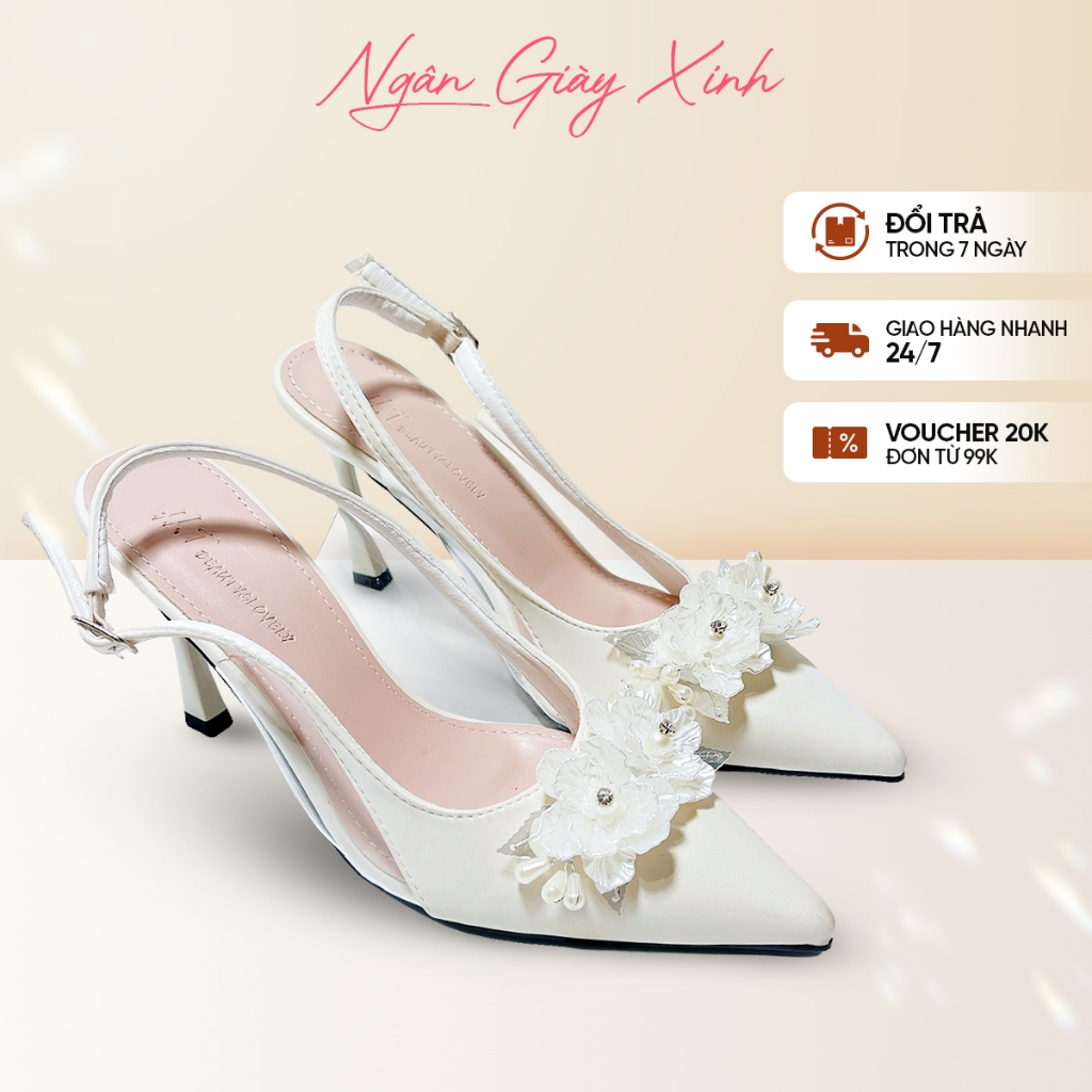 Giày Cô Dâu Bling Bling Đính Hoa Ngọc Trai Sang Trọng Giày Cao Gót Đi Tiệc
