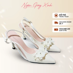 Giày Cô Dâu Bling Bling Đính Hoa Ngọc Trai Sang Trọng Giày Cao Gót Đi Tiệc