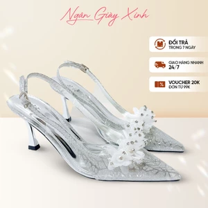 Giày Cưới Nữ Hoa Tulip Đính Cườm Kim Tuyến Lụa Nhung Sang Trọng Giày Cô Dâu Đi Tiệc