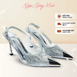Giày Cao Gót Nữ Mũi Sắt Bling Bling Chống Trầy Xước Sang Trọng Đi Tiệc Thời Trang