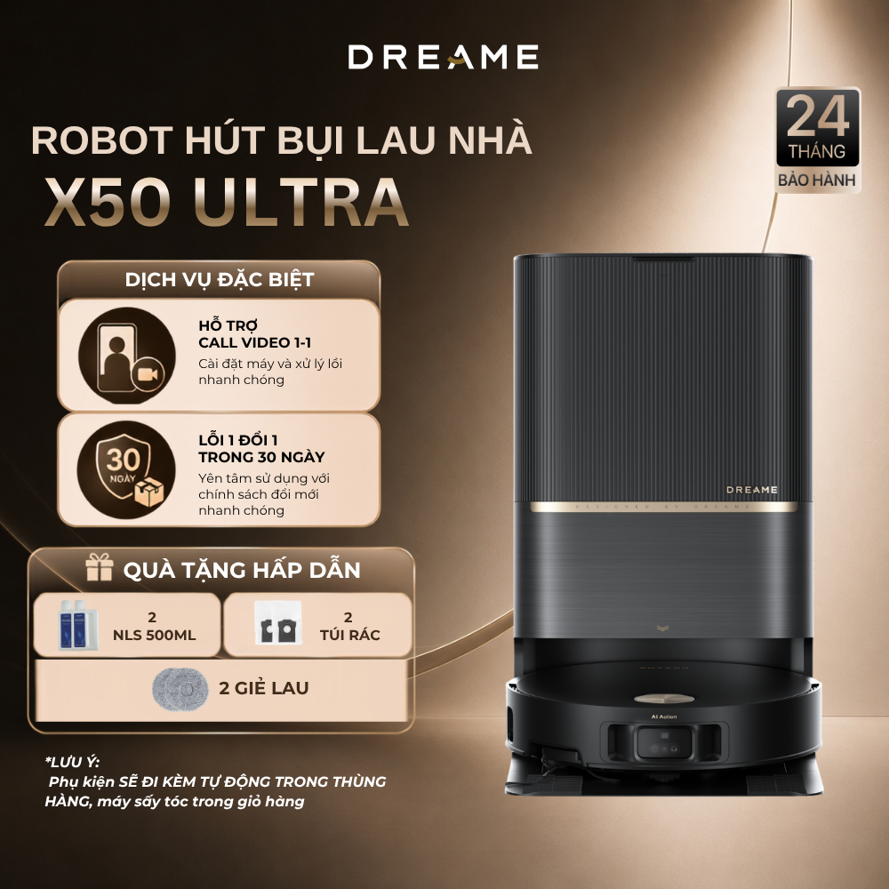 Robot Hút Bụi Lau Nhà Dreame X50 Ultra | Cơ Chế Leo Bậc Linh Hoạt 60mm | Tự Động Đổ Rác