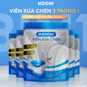 175 viên rửa chén bát sinh học KOCHI 3-trong-1 - 35 viên 8g / túi - Diệt khuẩn 99.9% - Sạch sâu sáng bóng - An toàn