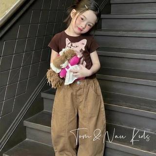Q40-[tomnaukids]  Quần baggy nâu cho bé gái size từ 9-36Kg