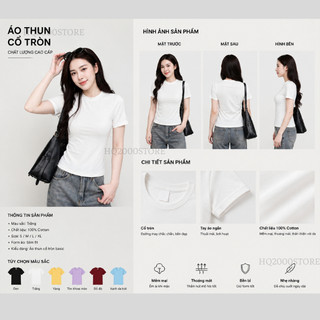 Áo Thun Cộc Tay Nữ Cotton Cao Cấp Basic Form Đẹp, Thiết Kế Trẻ Trung Mix Đồ Chuẩn Trend Hàn Quốc