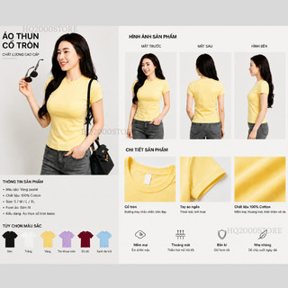 Áo Thun Cộc Tay Nữ Cotton Cao Cấp Basic Form Đẹp, Thiết Kế Trẻ Trung Mix Đồ Chuẩn Trend Hàn Quốc