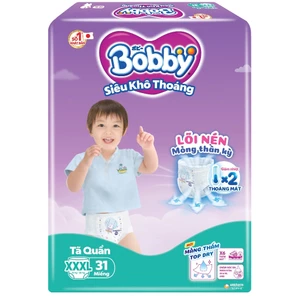 TÃ QUẦN BOBBY SIÊU KHÔ THOÁNG - SIZE XXXL 31 MIẾNG (CHO BÉ 20 - 35KG)