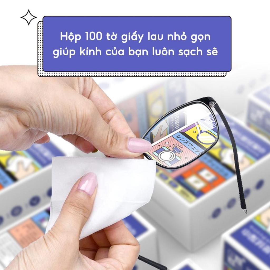Hộp 100 Khăn lau kính nano JYoohome chống bám hơi nước, Giấy lau kính mắt chống sương mù mồ hôi