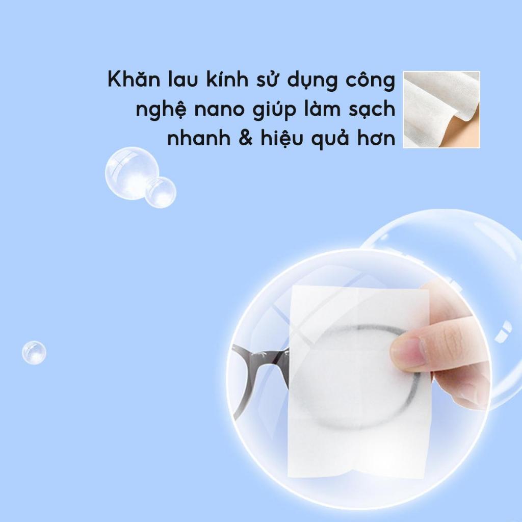 Hộp 100 Khăn lau kính nano JYoohome chống bám hơi nước, Giấy lau kính mắt chống sương mù mồ hôi